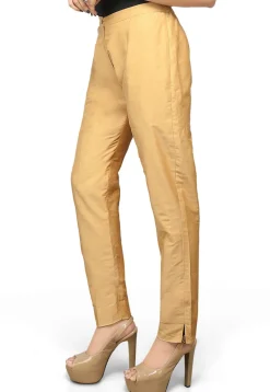 Cotton Silk Straight Pant in Beige