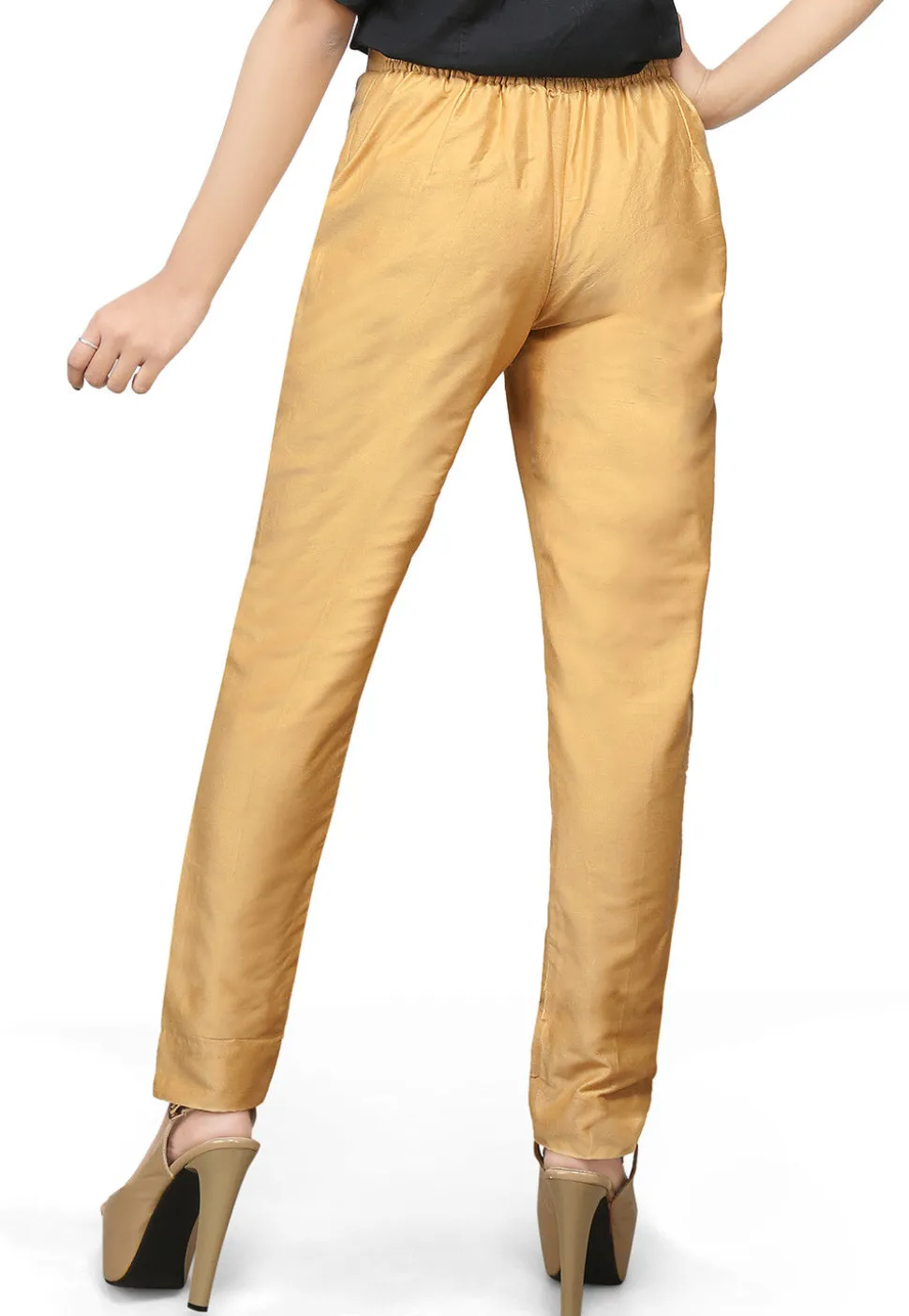 Cotton Silk Straight Pant in Beige