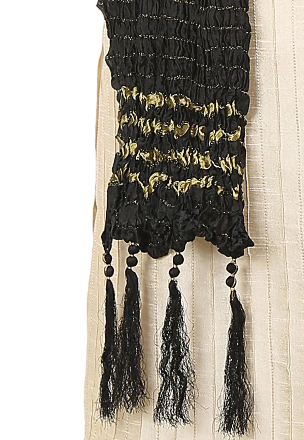 Crushed Art Silk Mens Stole in Black