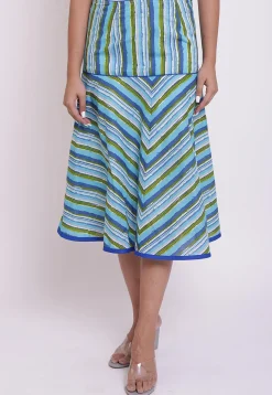 Dabu Printed Cotton A Line Skirt in Multicolor