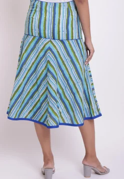 Dabu Printed Cotton A Line Skirt in Multicolor