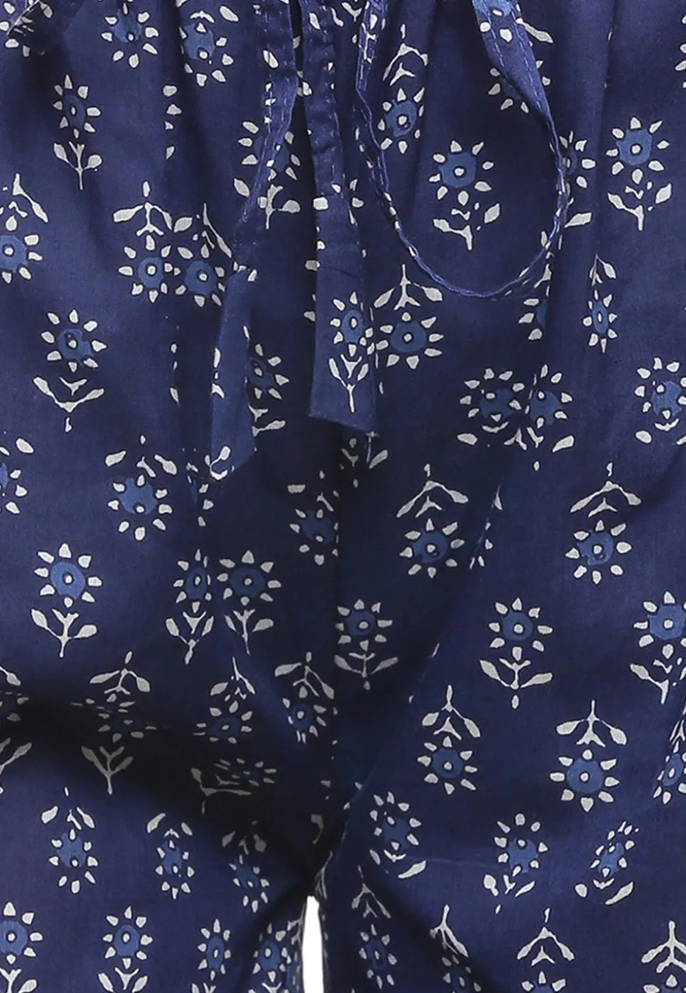 Dabu Printed Cotton Flared Palazzo in Navy Blue