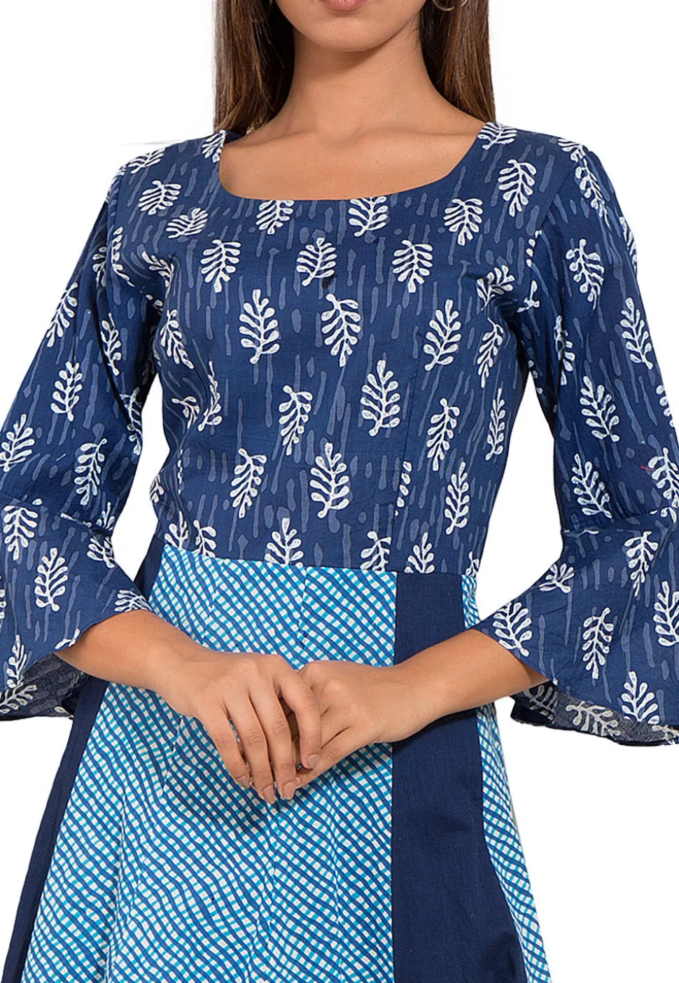 Dabu Printed Cotton Kurta in Blue