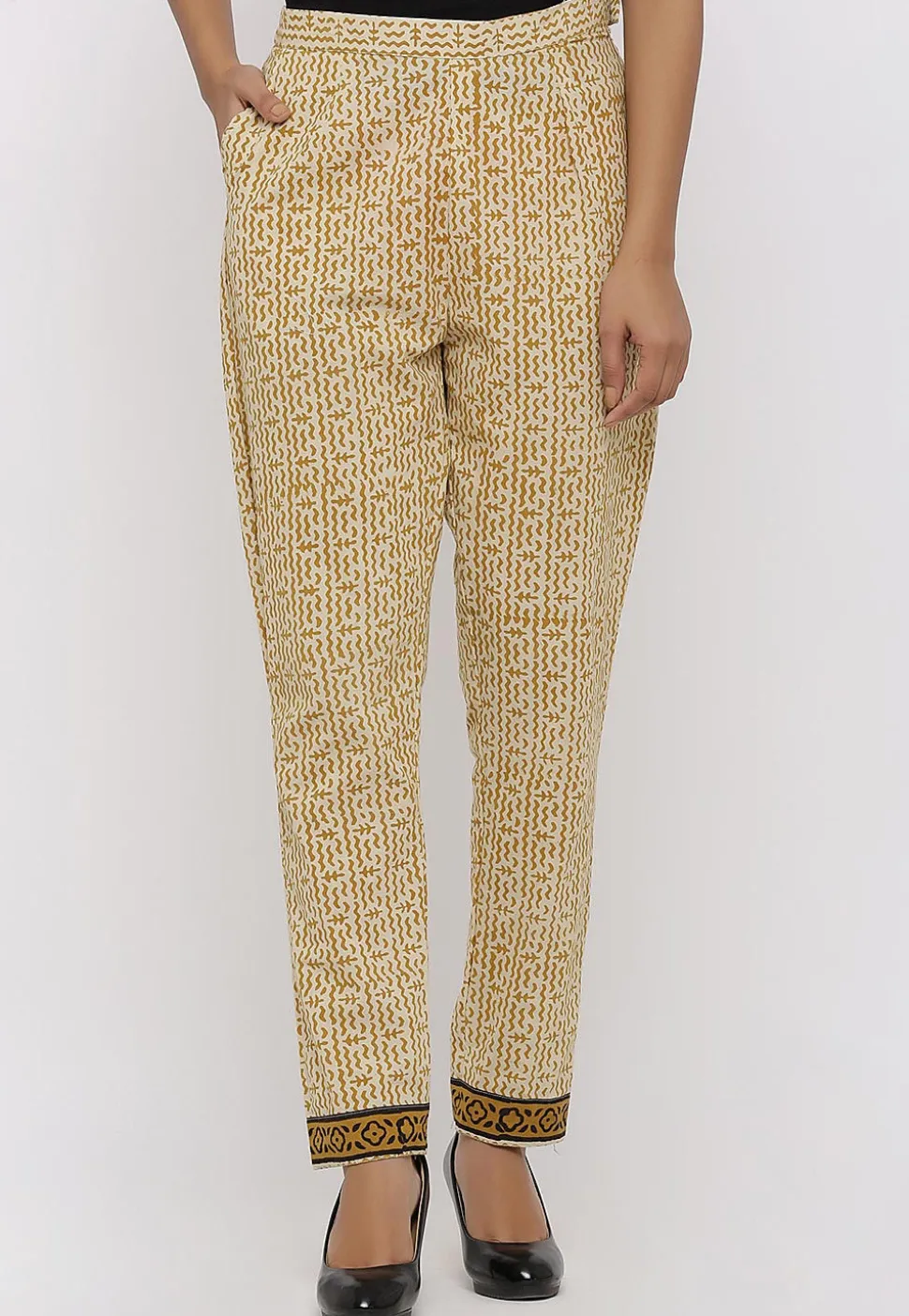 Dabu Printed Cotton Pant in Beige
