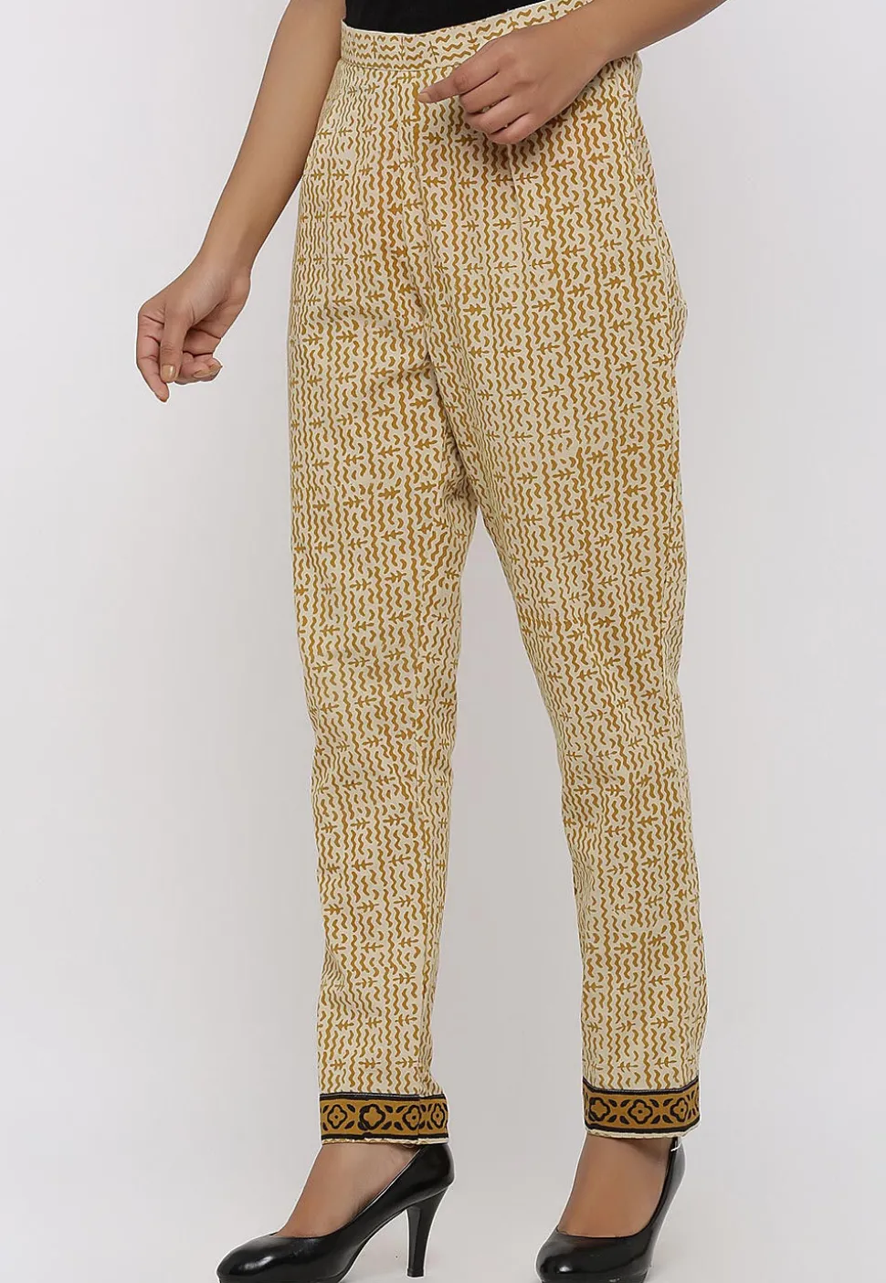 Dabu Printed Cotton Pant in Beige