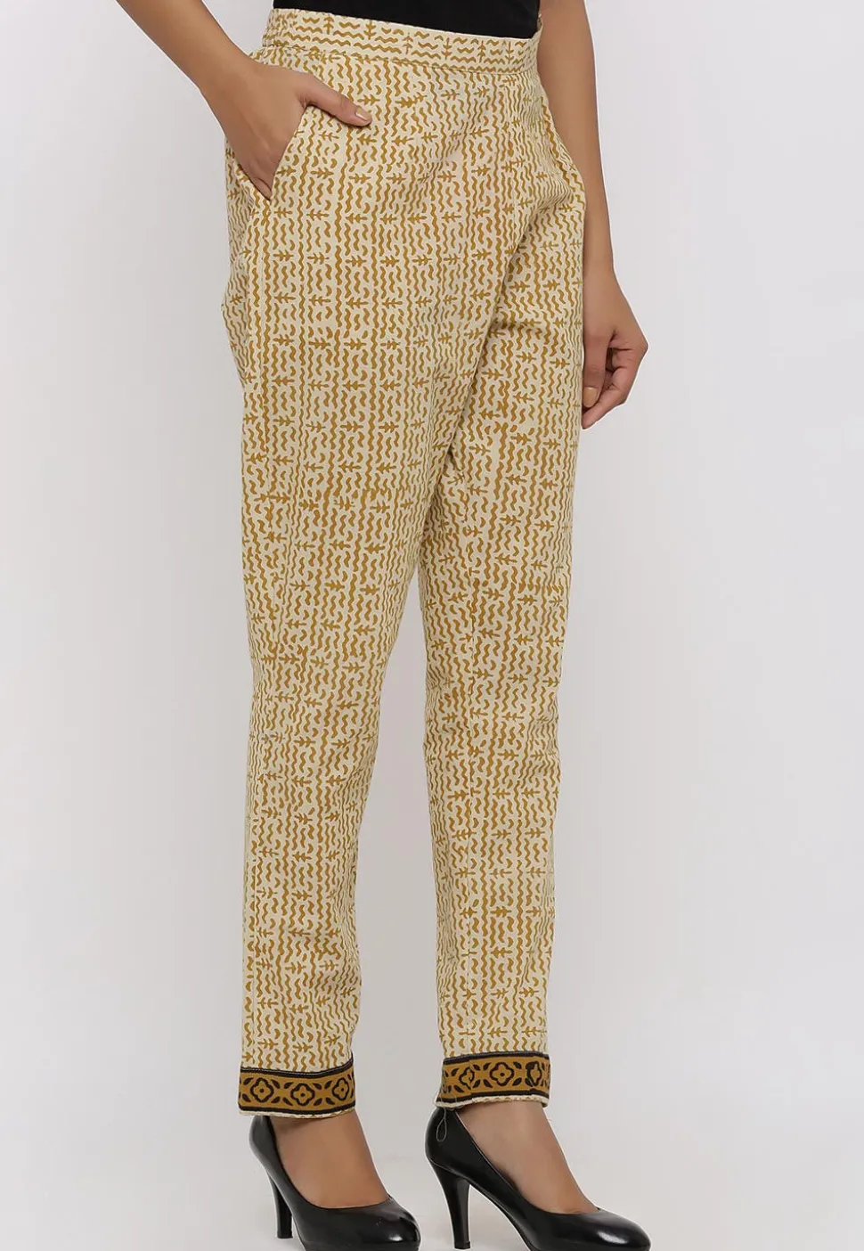 Dabu Printed Cotton Pant in Beige