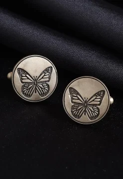 Dainty Butterfly Metallic Cufflink Pair