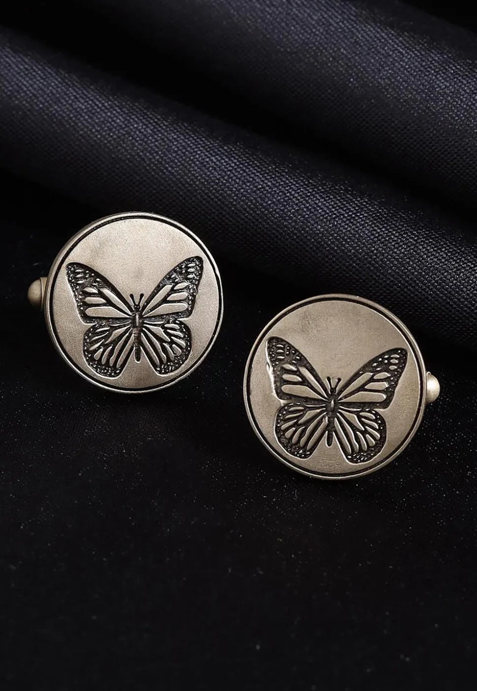Dainty Butterfly Metallic Cufflink Pair