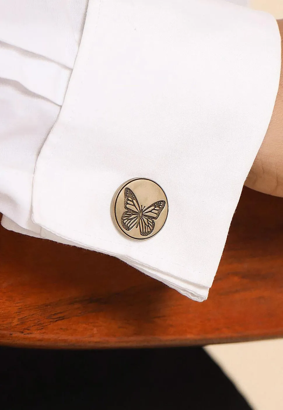 Dainty Butterfly Metallic Cufflink Pair