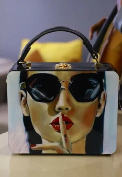 Digital Printed Acrylic Square Clutch Bag in White