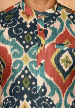 Digital Printed Art Silk Dhoti Kurta in Multicolor