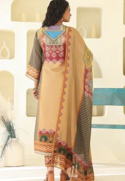 Digital Printed Art Silk Pakistani Suit in Beige