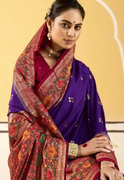 Digital Printed Art Silk Saree in Purple