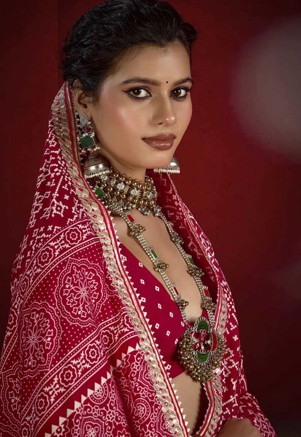 Digital Printed Art Silk Saree in Pink