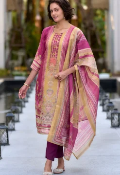 Digital Printed Art Silk Pakistani Suit in Purple
