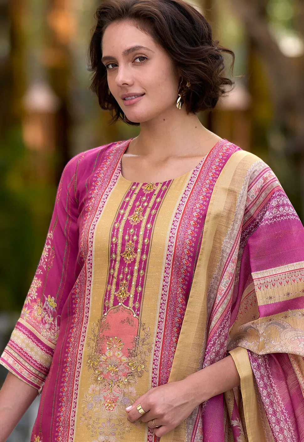 Digital Printed Art Silk Pakistani Suit in Purple