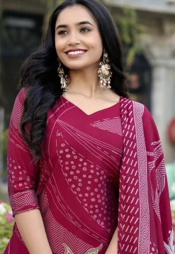 Digital Printed Art Silk Pakistani Suit in Maroon