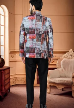Digital Printed Art Silk Jodhpuri Suit in Multicolor