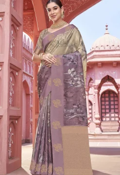 Digital Printed Art Silk Saree in Purple
