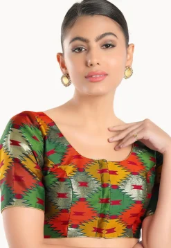 Digital Printed Brocade Blouse in Multicolor