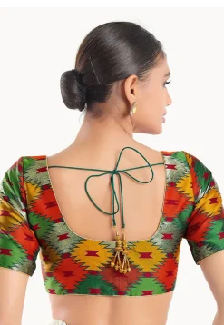 Digital Printed Brocade Blouse in Multicolor