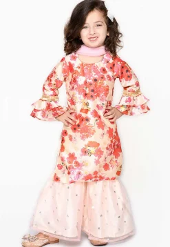 Digital Printed Chanderi Silk Pakistani Suit in Peach