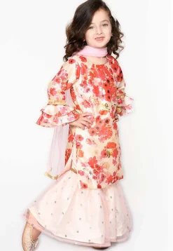 Digital Printed Chanderi Silk Pakistani Suit in Peach