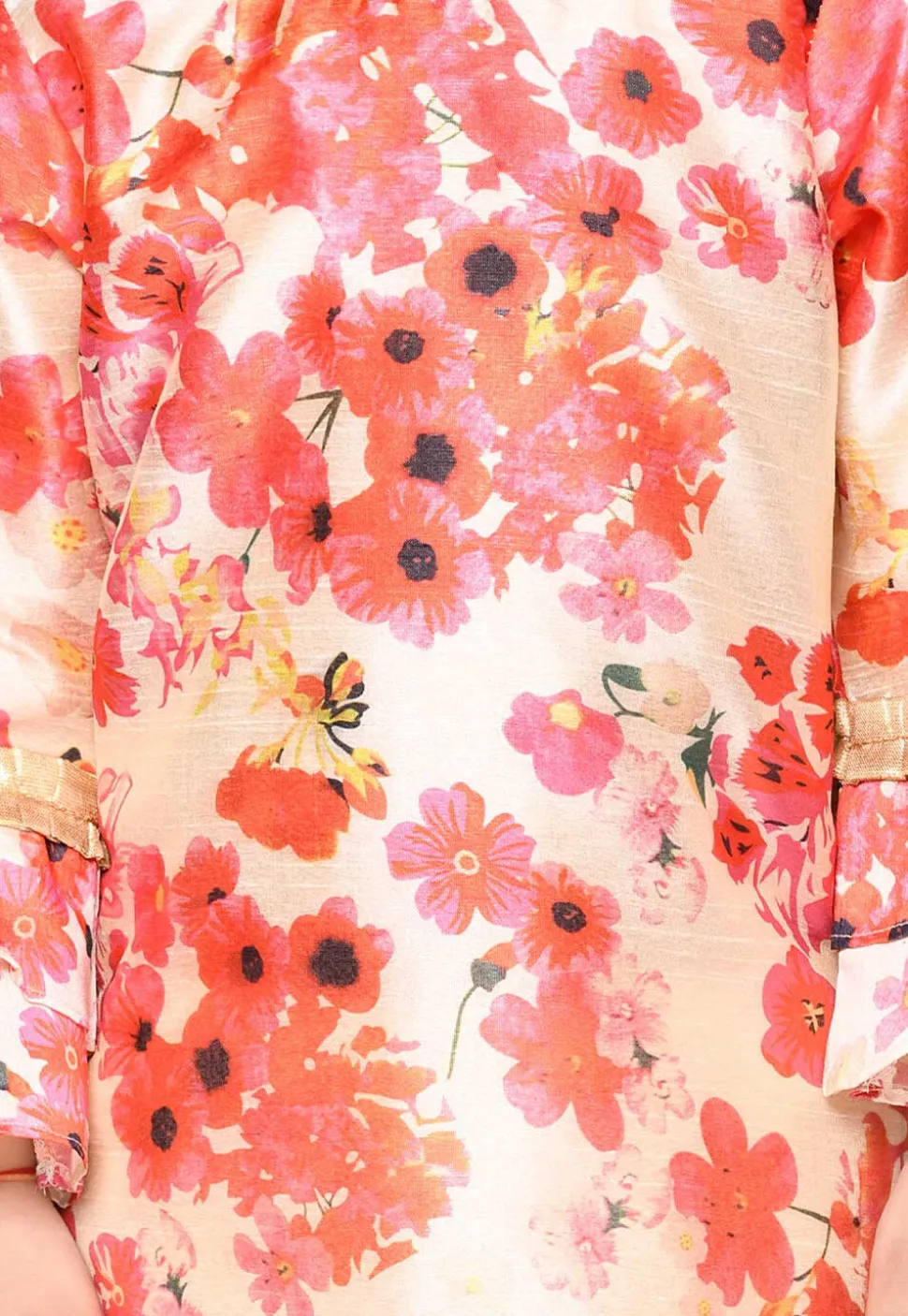 Digital Printed Chanderi Silk Pakistani Suit in Peach