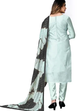 Digital Printed Chanderi Cotton Pakistani Suit in Sky Blue