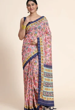 Digital Printed Chanderi Cotton Saree in Pink