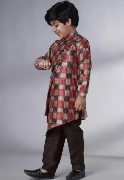 Digital Printed Chanderi Silk Asymmetric Kurta Set in Multicolor