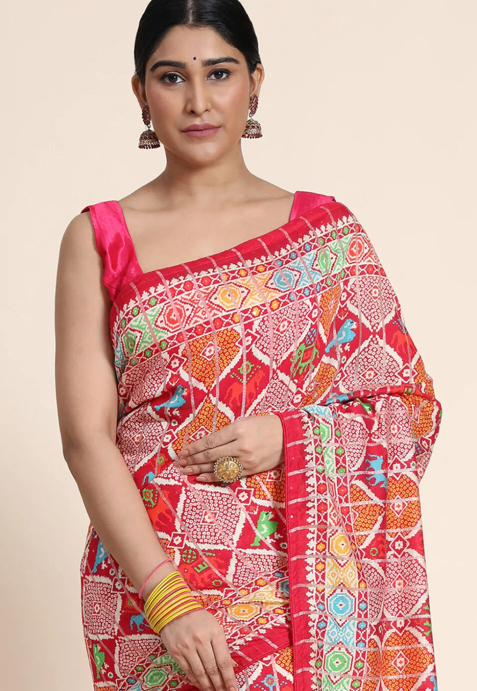 Digital Printed Chanderi Cotton Saree in Red