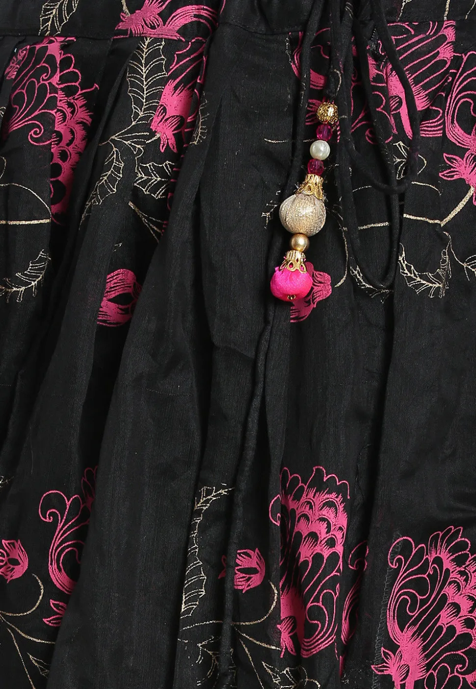 Digital Printed Chantelle Net Lehenga in Black