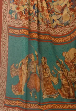 Digital Printed Chiffon Saree in Beige