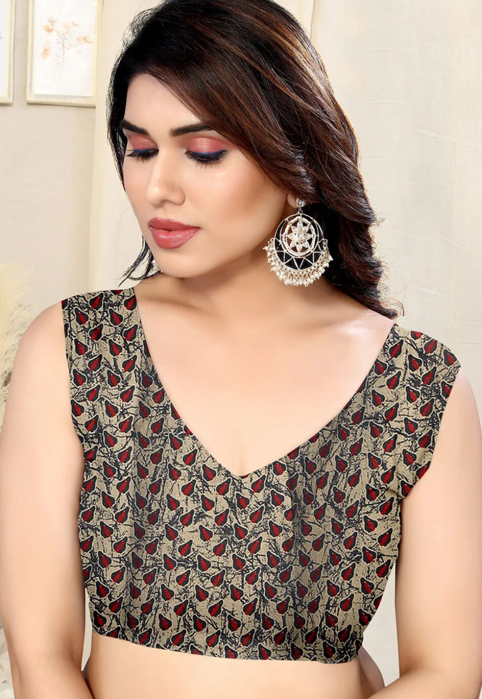 Digital Printed Chiffon Saree in Black
