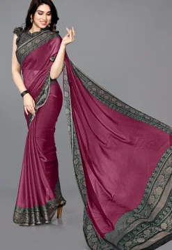 Digital Printed Chiffon Saree in Pink