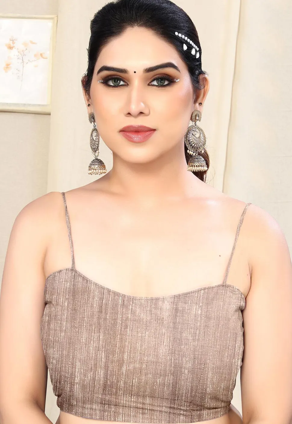 Digital Printed Chiffon Saree in Mustard