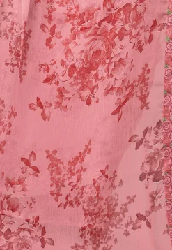 Digital Printed Chiffon Saree in Peach