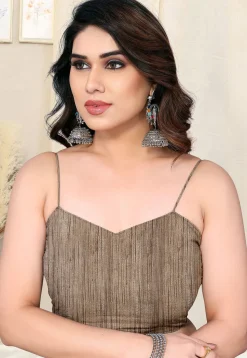 Digital Printed Chiffon Saree in Beige