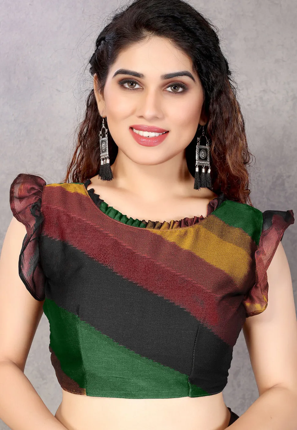 Digital Printed Chiffon Saree in Black