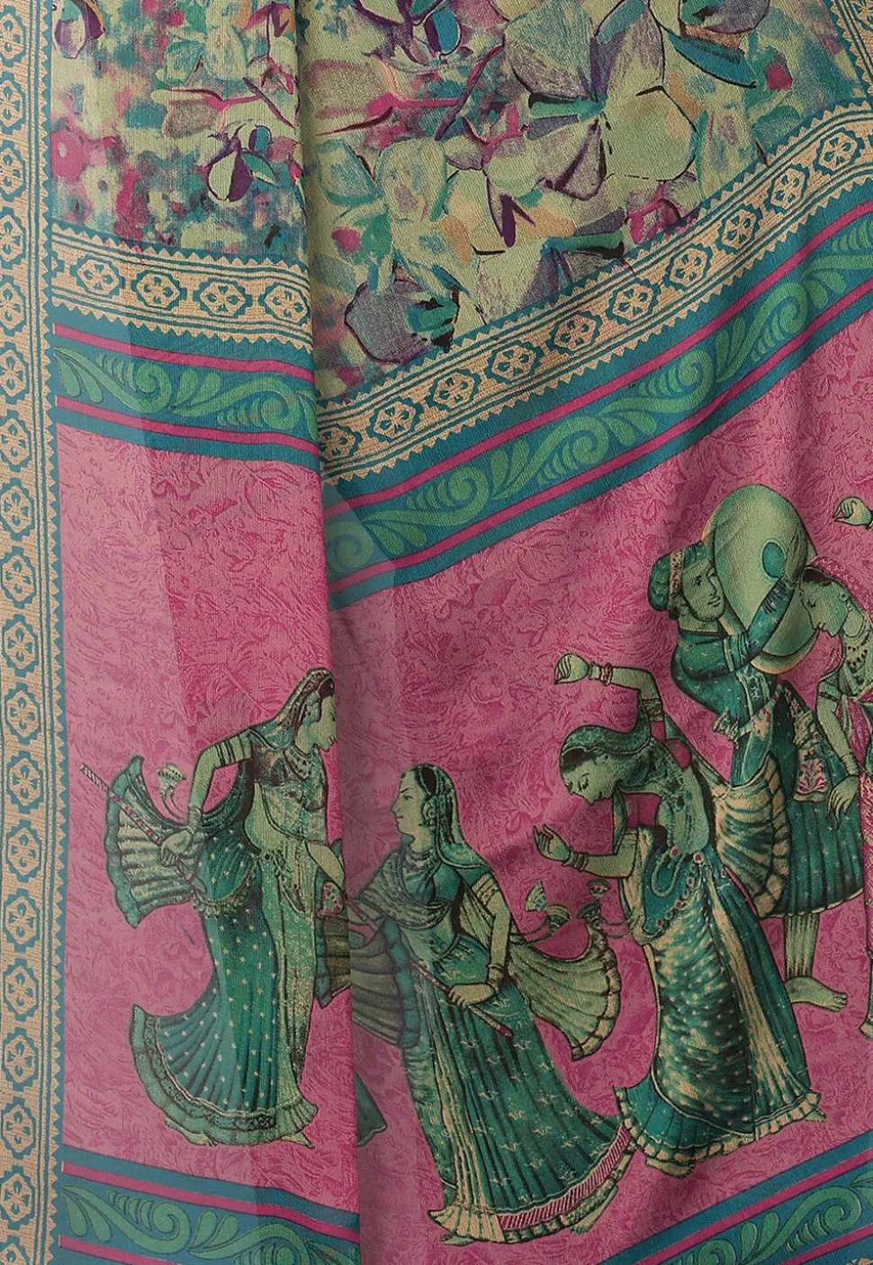 Digital Printed Chiffon Saree in Multicolor