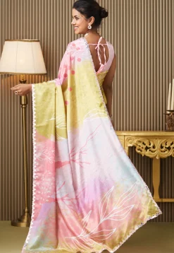 Digital Printed Chiffon Saree in Multicolor