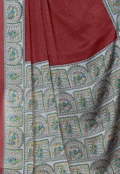 Digital Printed Chiffon Saree in Maroon
