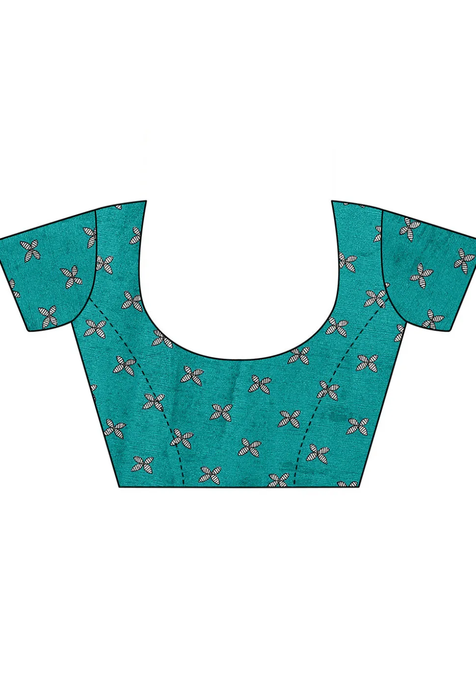 Digital Printed Chiffon Saree in Teal Green