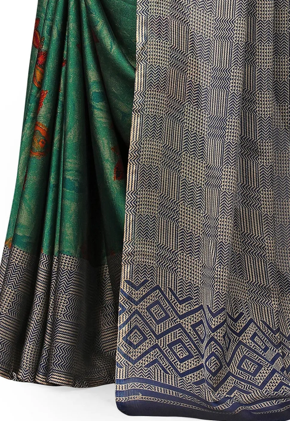 Digital Printed Chiffon Saree in Green