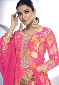 Digital Printed Chinon Chiffon Pakistani Suit in Pink