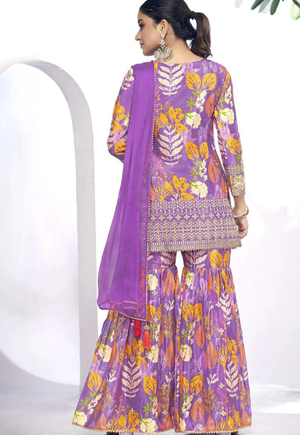Digital Printed Chinon Chiffon Pakistani Suit in Purple