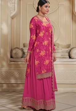 Digital Printed Chinon Chiffon Pakistani Suit in Pink