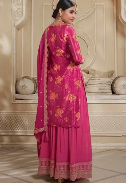 Digital Printed Chinon Chiffon Pakistani Suit in Pink