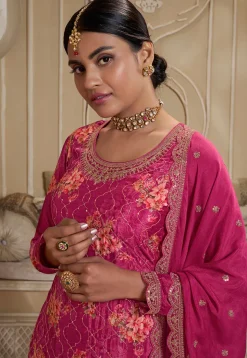 Digital Printed Chinon Chiffon Pakistani Suit in Pink